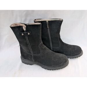 La Canadienne Hunter Women's Size 8.5M Black Shearling Lined Suede Winter Boots